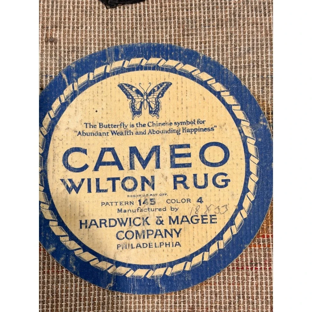 Vintage Lot of 2 Cameo Wilton Butterfly Accent Rug Hardwick Magee 31x17